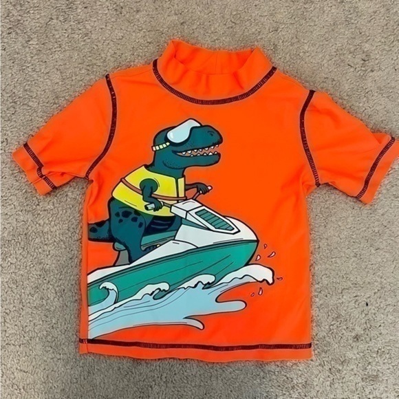 Carter's Other - Carter's Swim Shirt boy's size 2T Orange Dinosaur Pool Rashguard